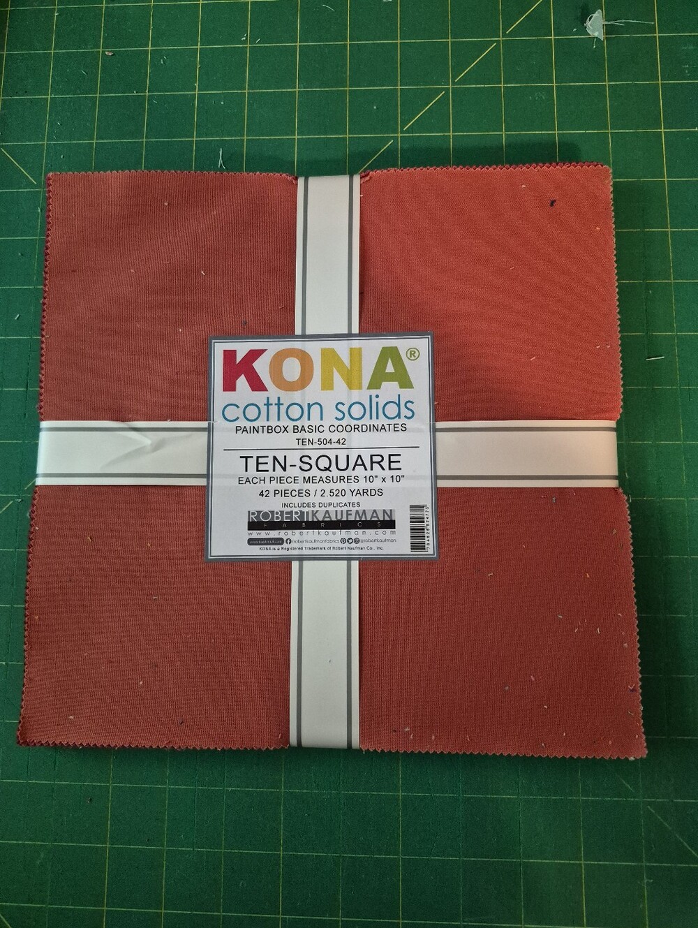 Assorted Kona Cotton Fabric Layer Cake 10 Inch Sq - Warm Coral and Multicolor